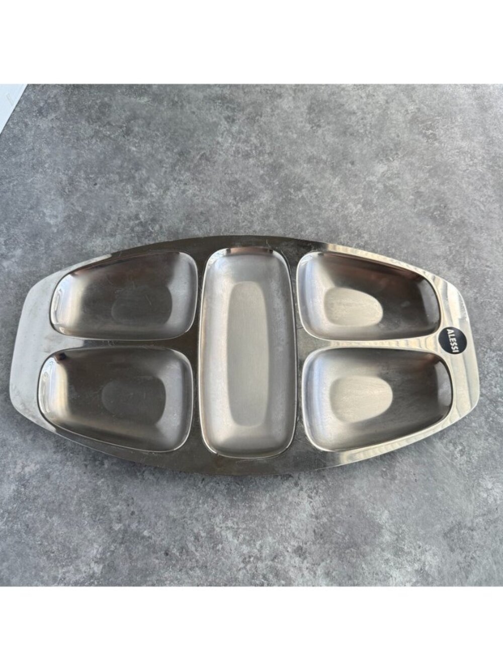 Vintage Alessi Inox 18/10 Italy Stainless 5 Section Divided Serving Dish Tray